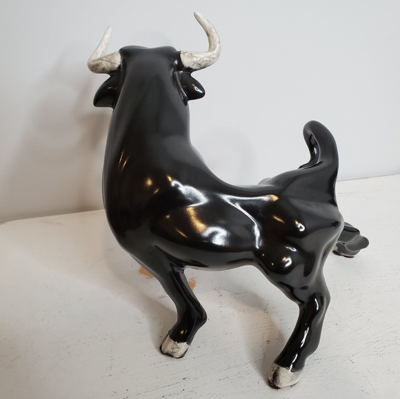 Vintage Ceramic Chocolate Brown Fighting Bulls - Picture 7 of 8